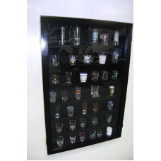 Shot Glass Display Case Black,Cherry, Walnut, or Gold   230950710919
